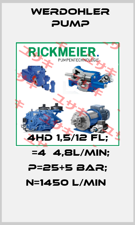 4HD 1,5/12 FL; Я=4Х4,8L/MIN; P=25+5 BAR; N=1450 L/MIN  Werdohler Pump