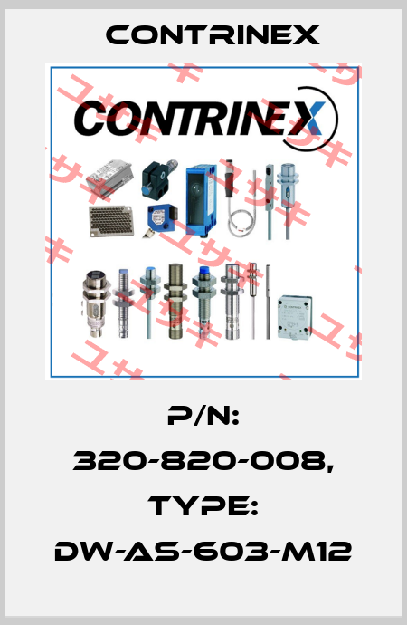 p/n: 320-820-008, Type: DW-AS-603-M12 Contrinex