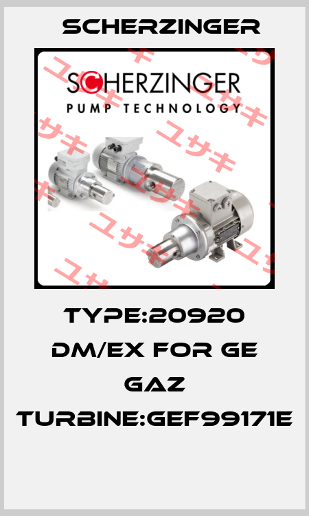  Type:20920 DM/EX FOR GE GAZ TURBINE:GEF99171E  Scherzinger