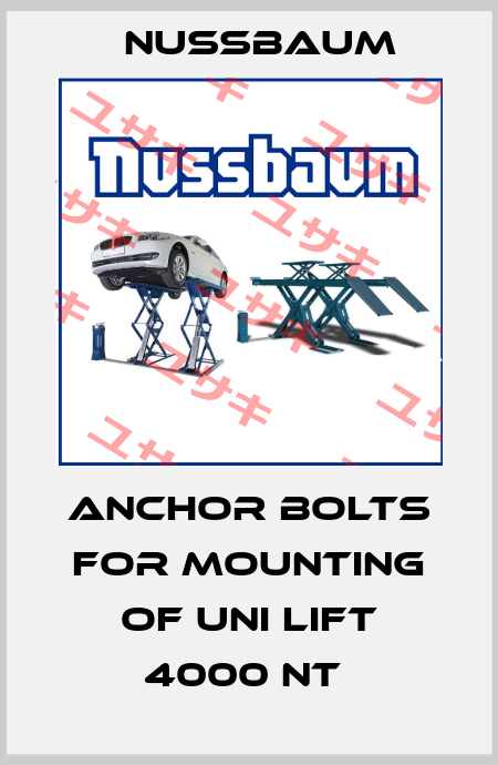 Anchor bolts for mounting of UNI LIFT 4000 NT  Nussbaum