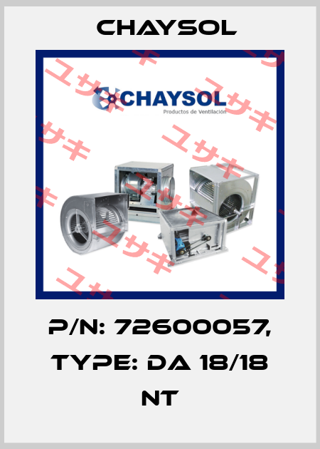 P/N: 72600057, Type: DA 18/18 NT Chaysol
