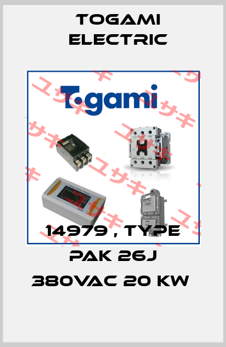 14979 , type PAK 26J 380VAC 20 KW  Togami Electric Mfg.  Co., Ltd.