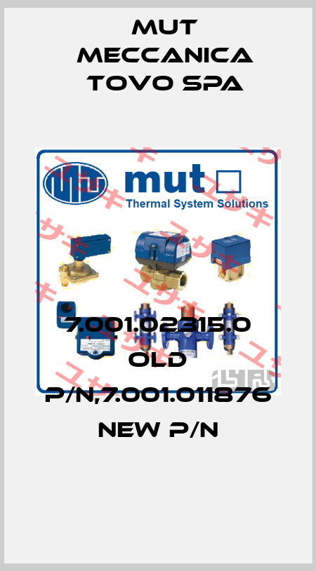 7.001.02315.0 old P/N,7.001.011876 new P/N Mut Meccanica Tovo SpA