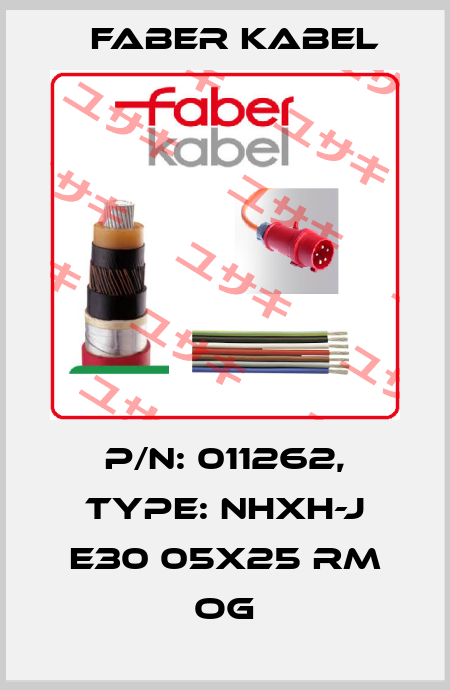 p/n: 011262, Type: NHXH-J E30 05X25 RM OG Faber Kabel