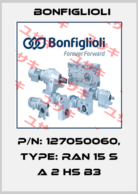 P/N: 127050060, Type: RAN 15 S A 2 HS B3 Bonfiglioli