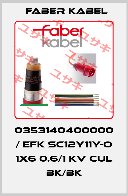 0353140400000 / EFK SC12Y11Y-O 1X6 0.6/1 kV cUL BK/BK Faber Kabel