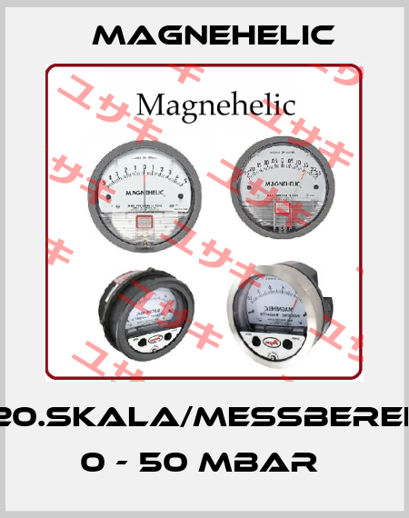 01-20.SKALA/Messbereich: 0 - 50 mbar  Magnehelic