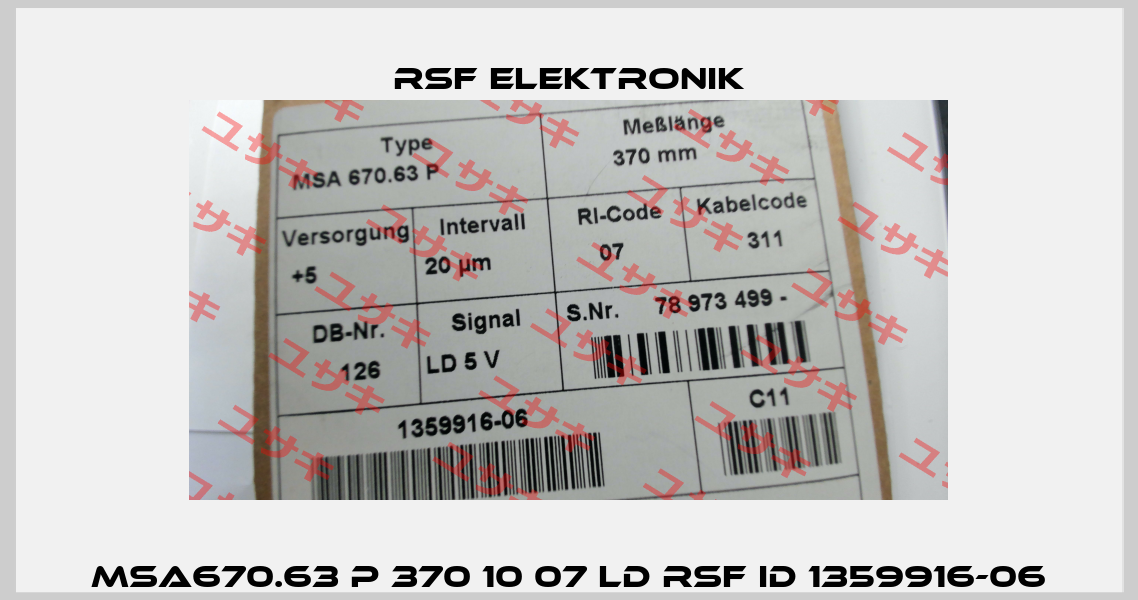 MSA670.63 P 370 10 07 LD RSF ID 1359916-06 Rsf Elektronik