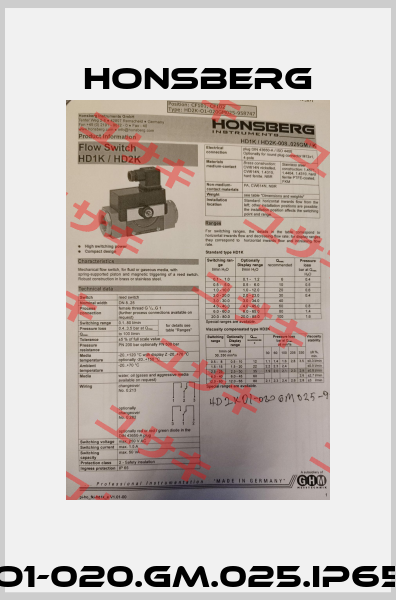 HD2KO1-020.GM.025.IP65/0213 Honsberg