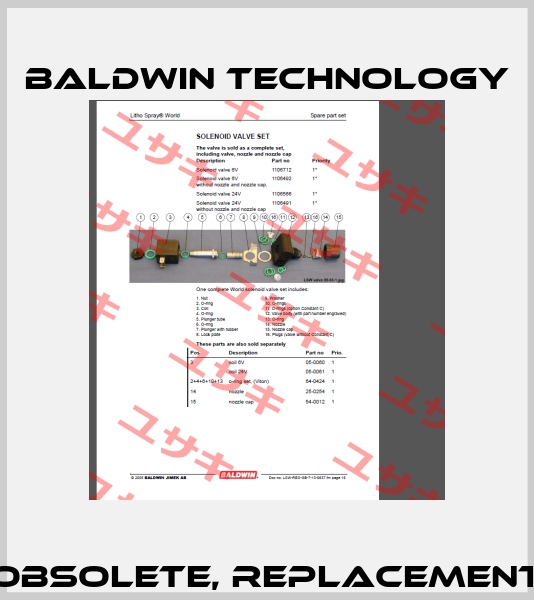 1106492 obsolete, replacement J1112126  Baldwin Technology