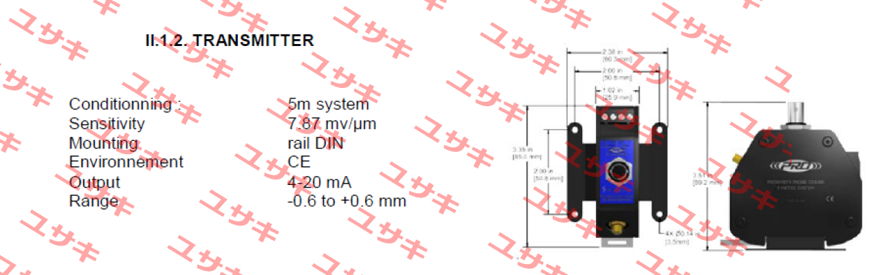 Transmitter with output 4-20 mA (-0.6 to 0.6 mm) CTC