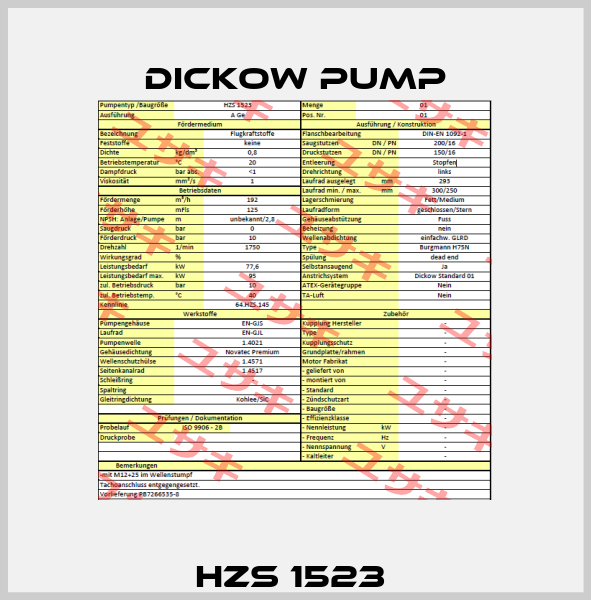 HZS 1523  Dickow Pump