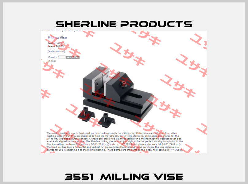 3551  Milling Vise Sherline Products