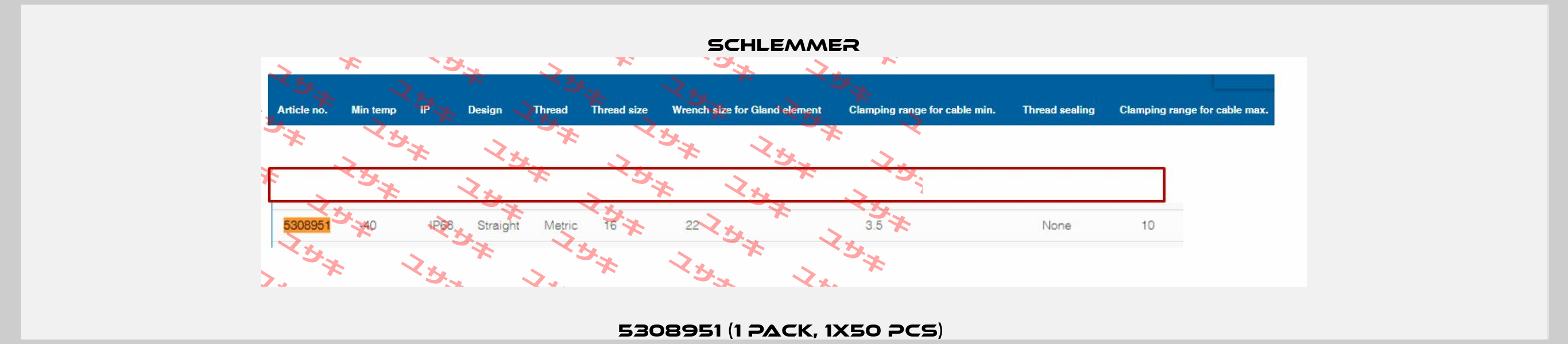 5308951 (1 pack, 1x50 pcs)  Schlemmer