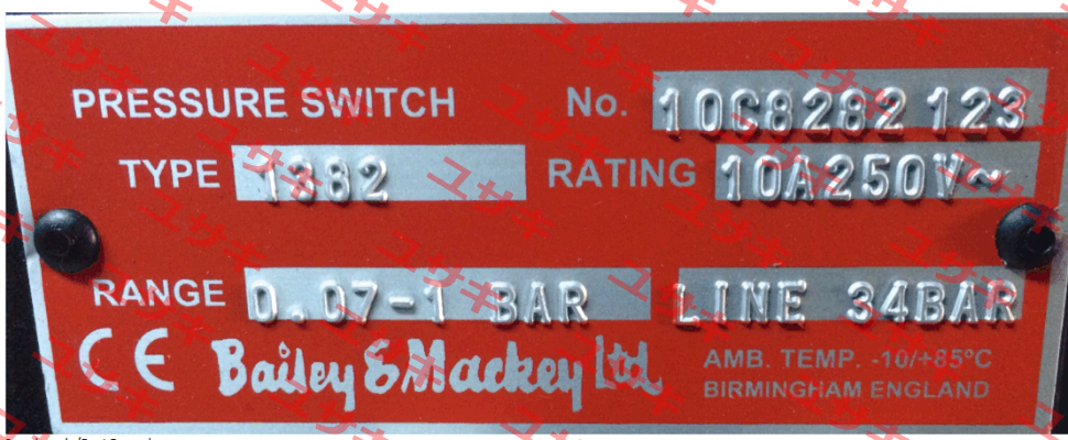 No. 10C8282 123 Type 1382, replaced by Type 1382  Bailey-Mackey