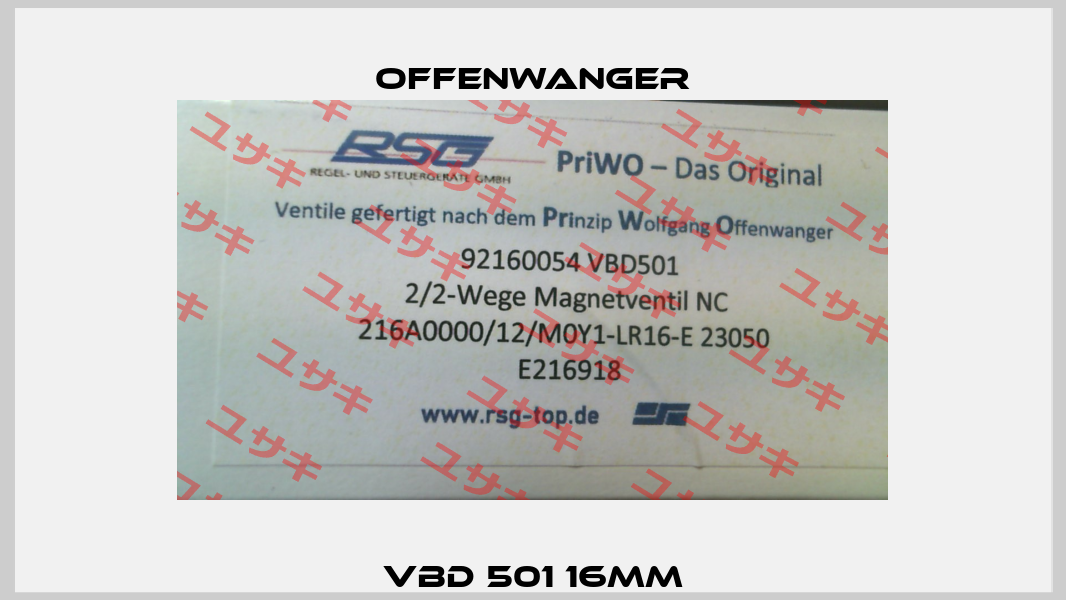 VBD 501 16mm OFFENWANGER