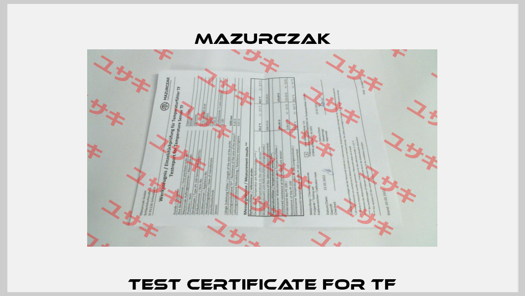 Test certificate for TF Mazurczak