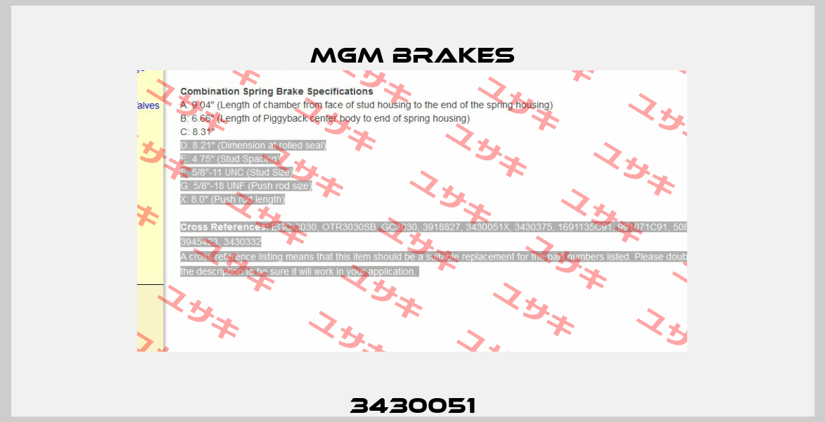 3430051 Mgm Brakes