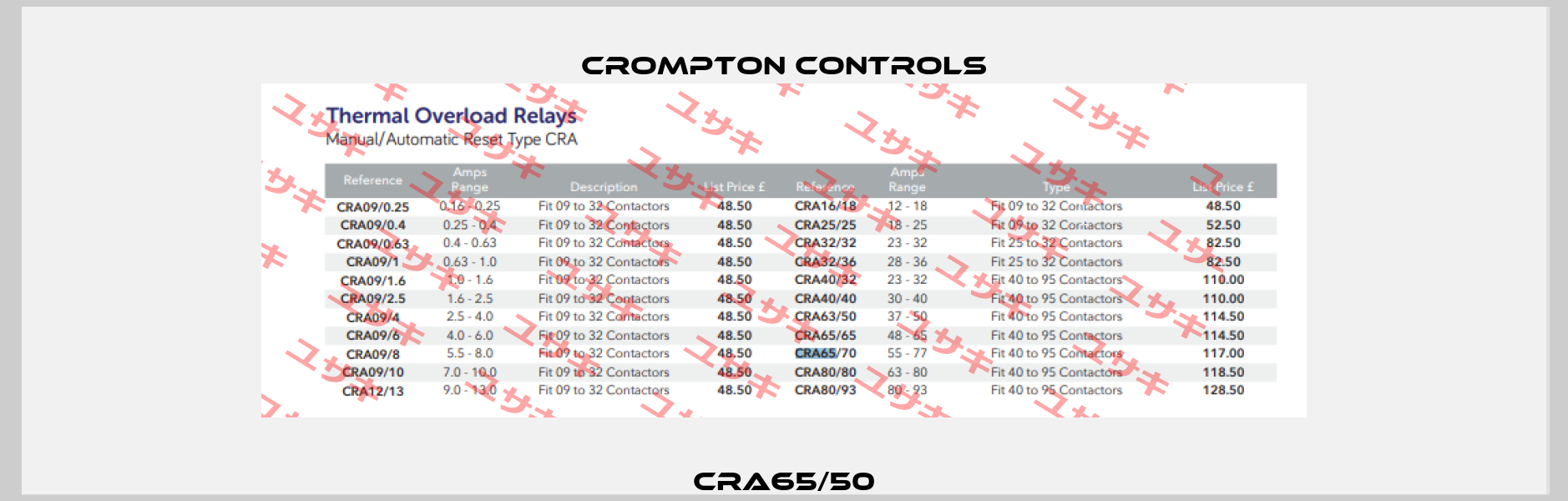 CRA65/50 Crompton Controls